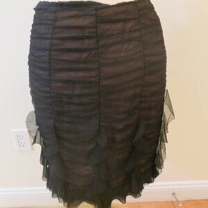 Nanette lepore  black lace frill skirt size small